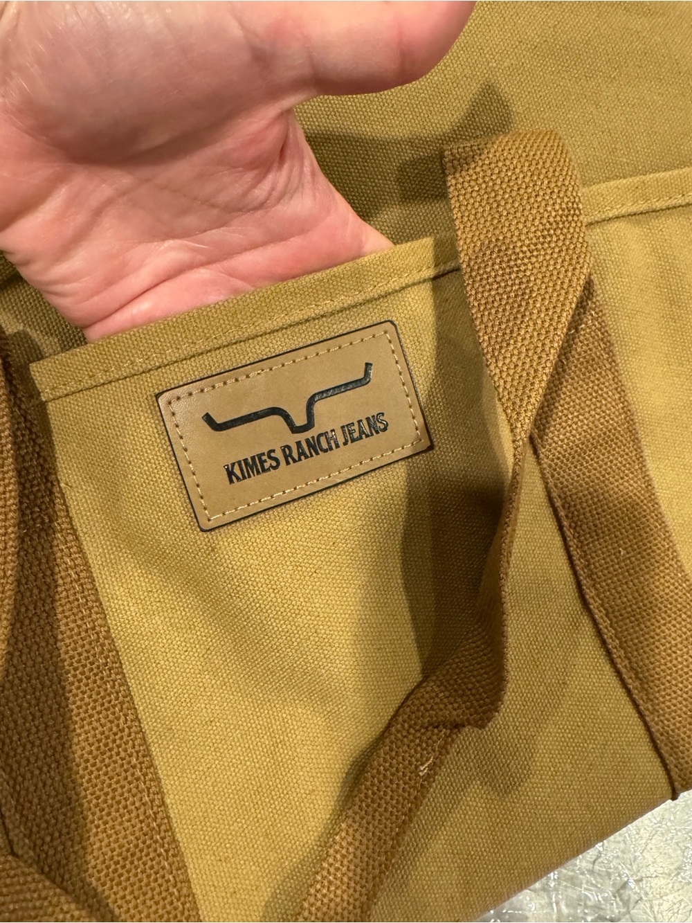 Kimes Ranch Tan Canvas Tote with Leather Logo Patch - Picture 8 of 11